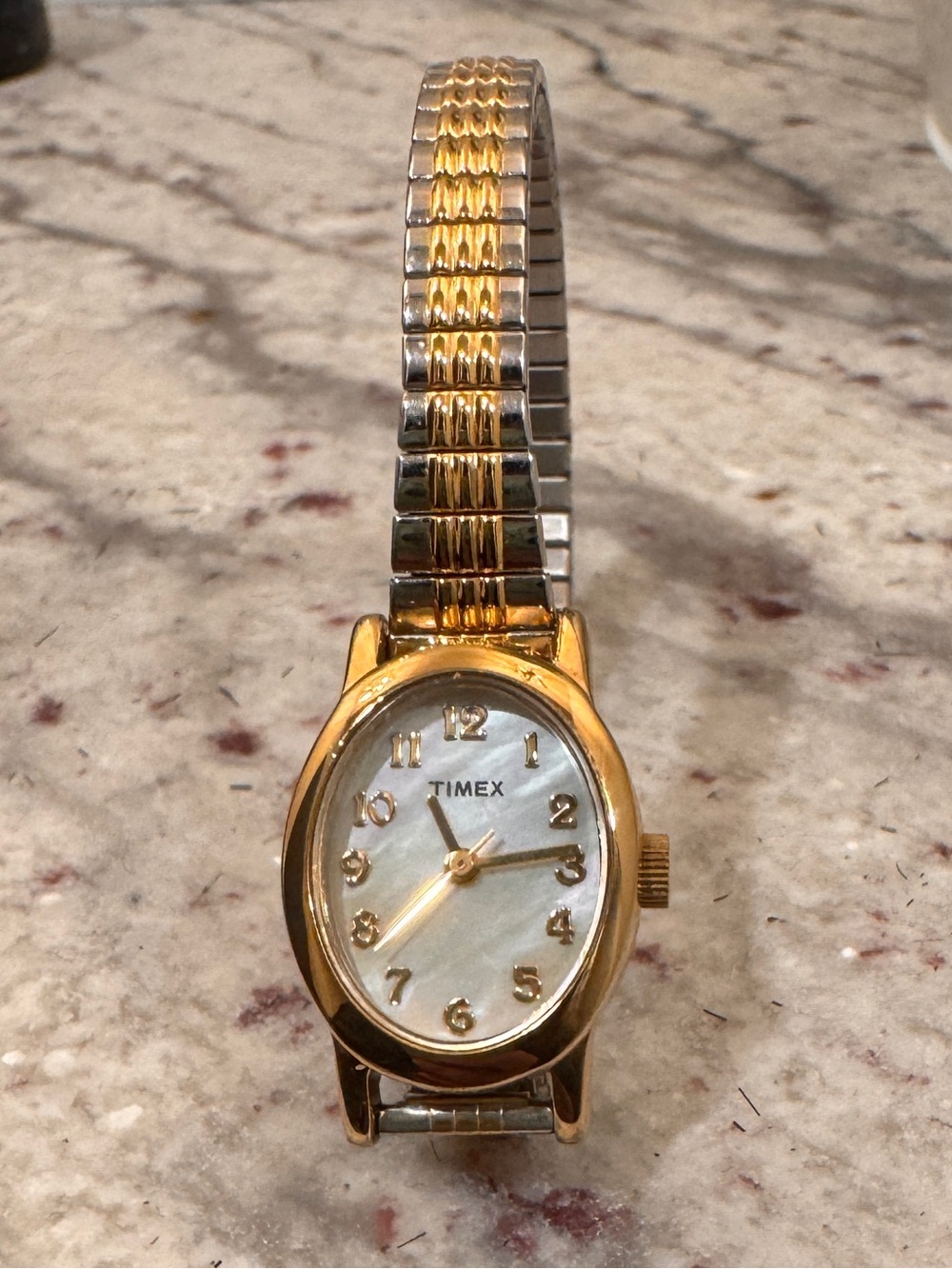 Timex Cavatina Two-Tone Duotone Silver Gold Mother of Pearl Watch 18mm